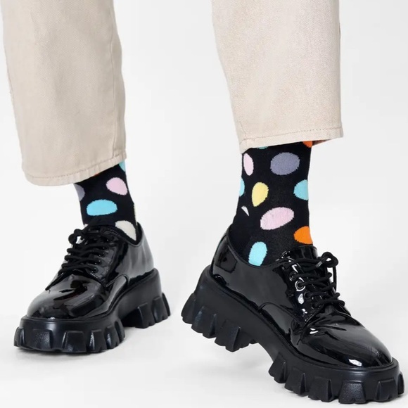 Happy Sock Big Dot Black Multicolor Socks NWT Polka Dot - Picture 4 of 10